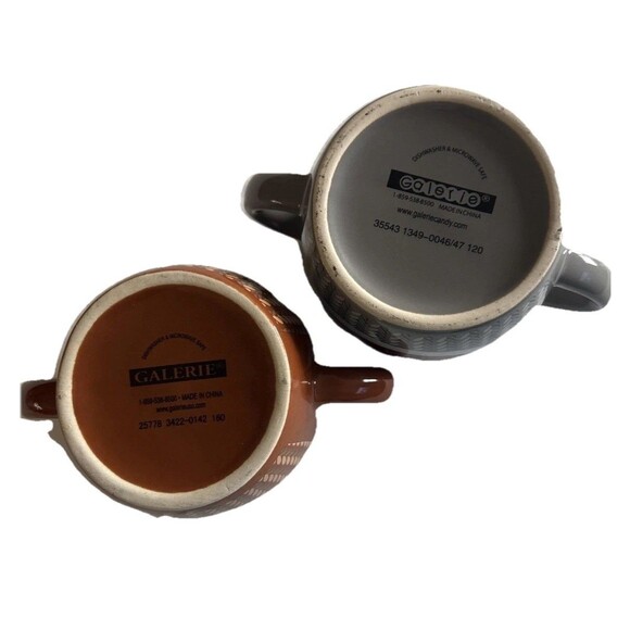 Sock Monkey Coffee Cocoa Mug Ceramic 16 oz Galerie Double Handle Cup Set of 2 - Picture 3 of 4